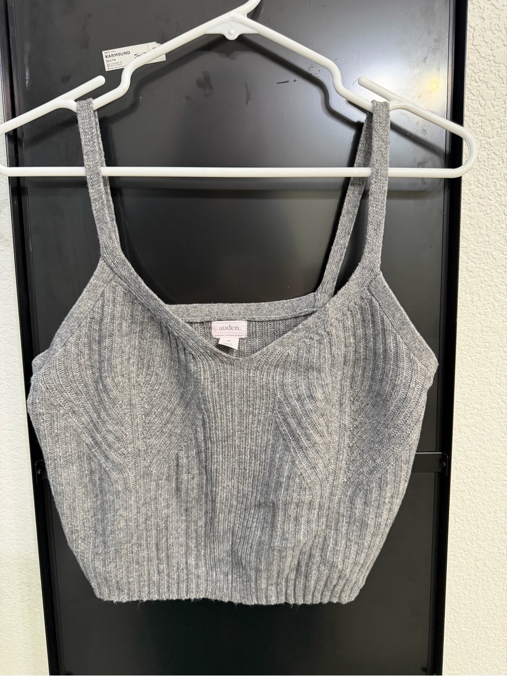Auden Gray Ribbed Knit Crop Tank